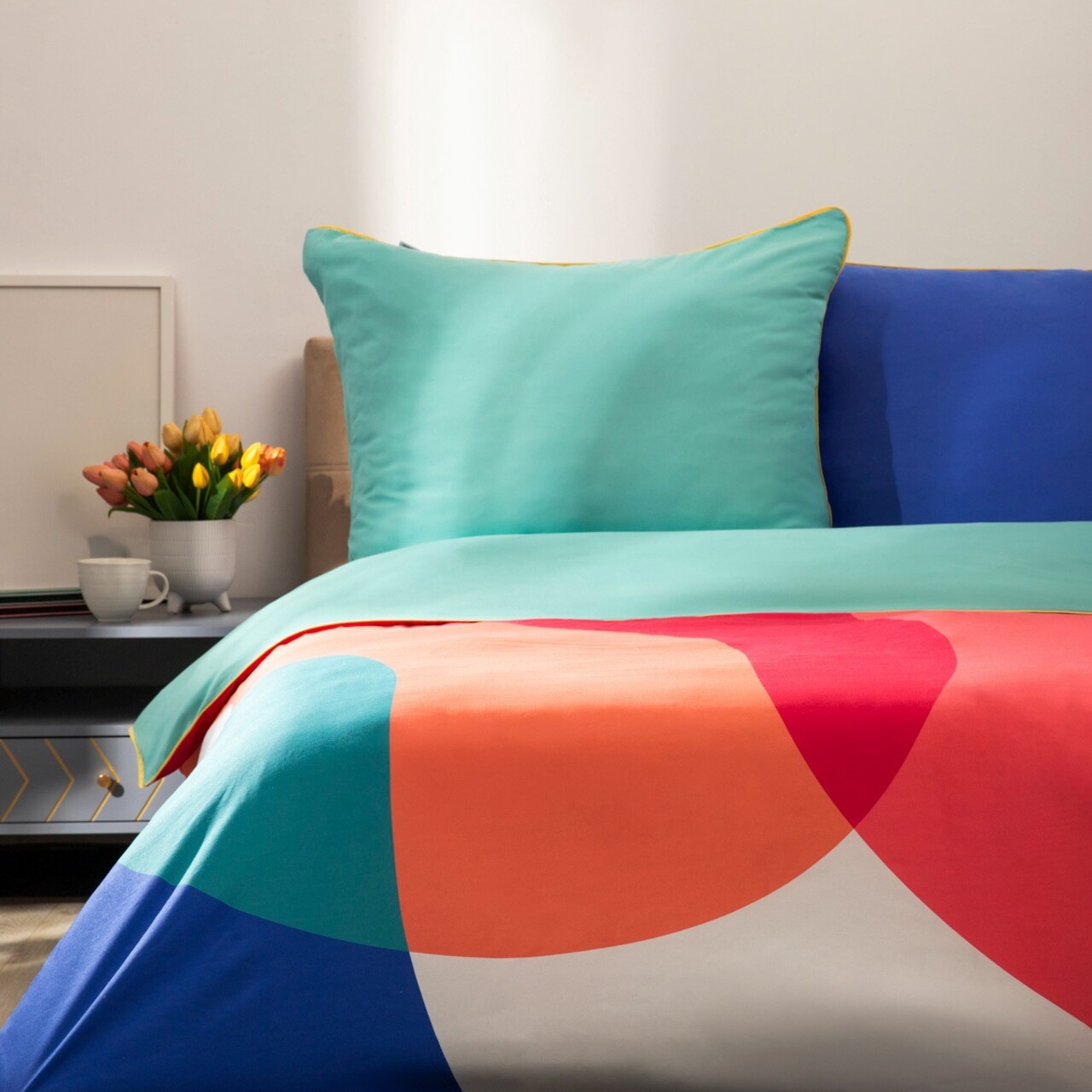 Lenjerie de pat King Size, Color Fiesta, Homla, 3 piese, 200x220 cm, microfibra din poliester, multicolor - imagine 7